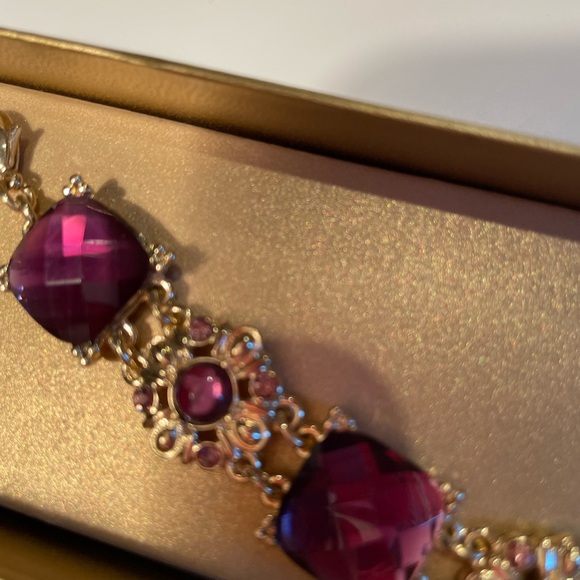 Bracelet Napier purple faceted in gold tone metal - Picture 8 of 15